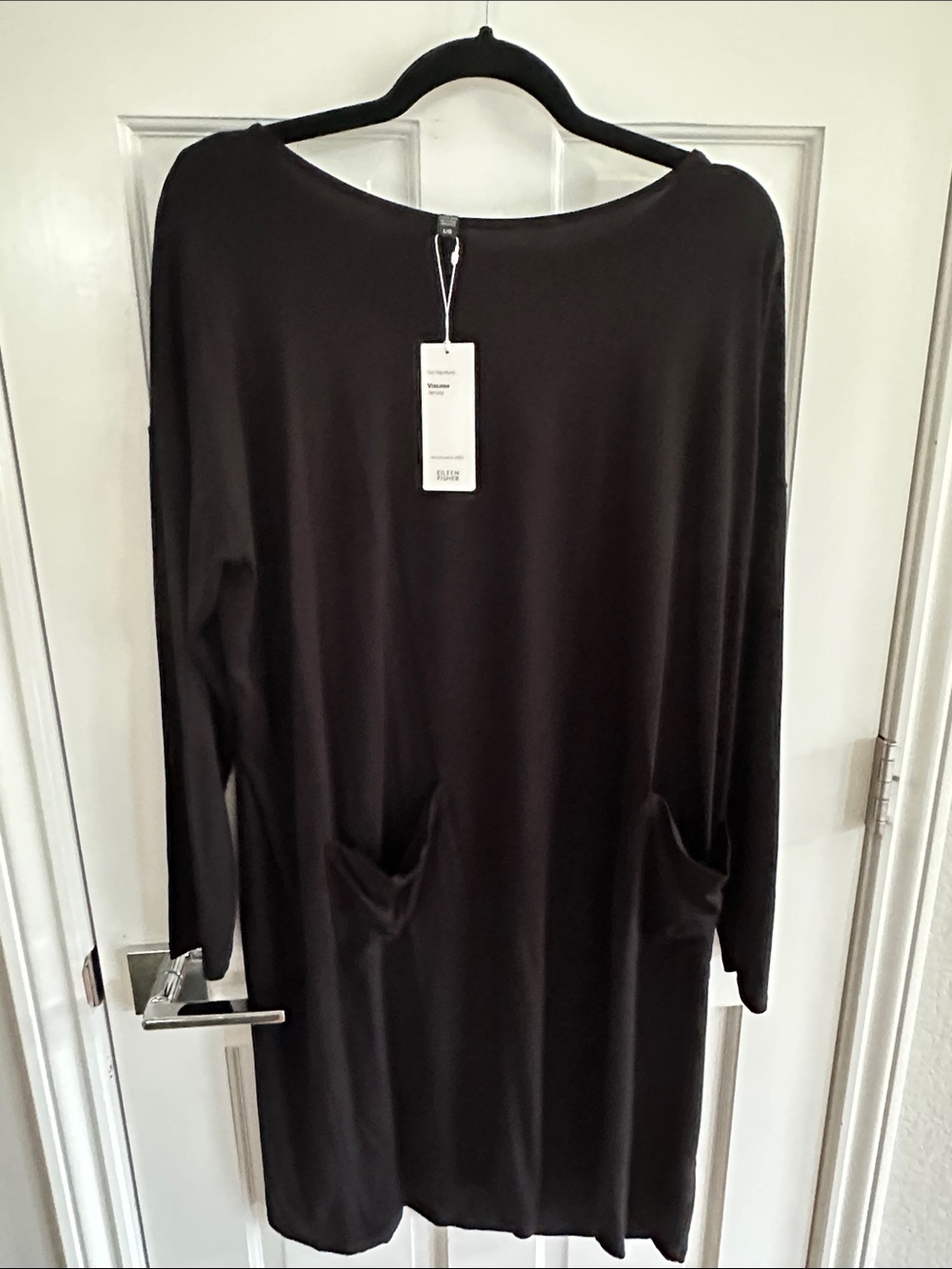 Eileen Fisher Black Long-Sleeve Pocket Dress